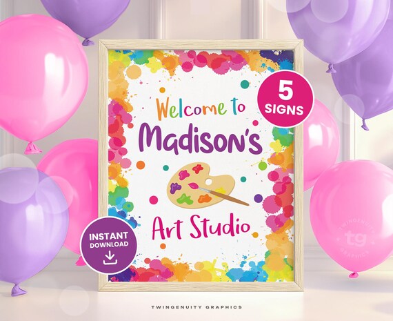 Art Painting Party Signs, Art Birthday Signs, Art Painting Decorations, Art Poster, Paint Party Signs, Art Party, Printable, DIGITAL 8x10"