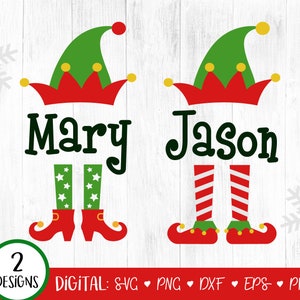 Elf Svg, Christmas Svg, Elf Name SVG, Elf Monogram svg, Christmas shirt design, Elf Christmas Kids, Cut File, Cricut, Elf Feet, Png, Clipart