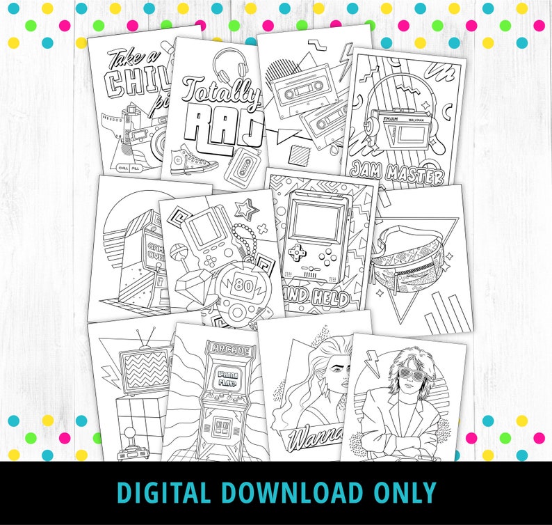80s Coloring Pages Printable, Back to the 80s, Nostalgia Coloring Page ...