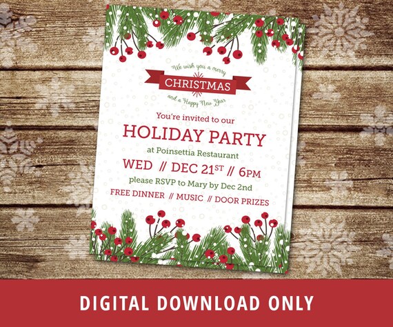 Christmas Flyer Christmas Invite Holiday Flyer Christmas Etsy