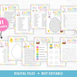 Easter Games Bundle Printable, Easter Activities, Easter Party Games, Easter Games for Kids, Adults, Virtual Easter Party Games, DIGITAL image 2
