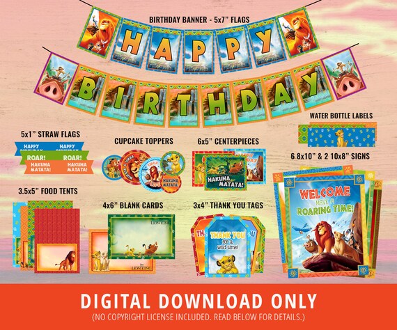 Lion King Party Supplies Lion King Birthday Party Lion King Etsy