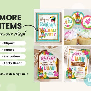Luau Invitation, Luau Birthday Invite, Luau Tiki Party Invitation, Hawaiian Invitation, Luau Party, Tropical, Aloha, Summer Beach DIGITAL image 5