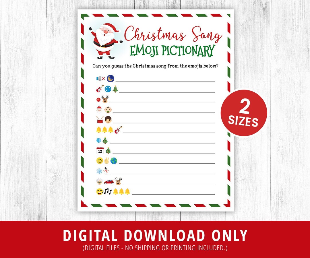 Christmas Songs Emoji Pictionary Game, Printable Christmas Games ...