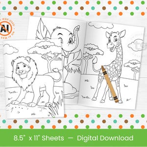 Wild Safari Animals Coloring Pages Printable, Safari Coloring Pages, Safari Game Activity, Safari Party, Jungle, Zoo, Party Game PDF DIGITAL image 4