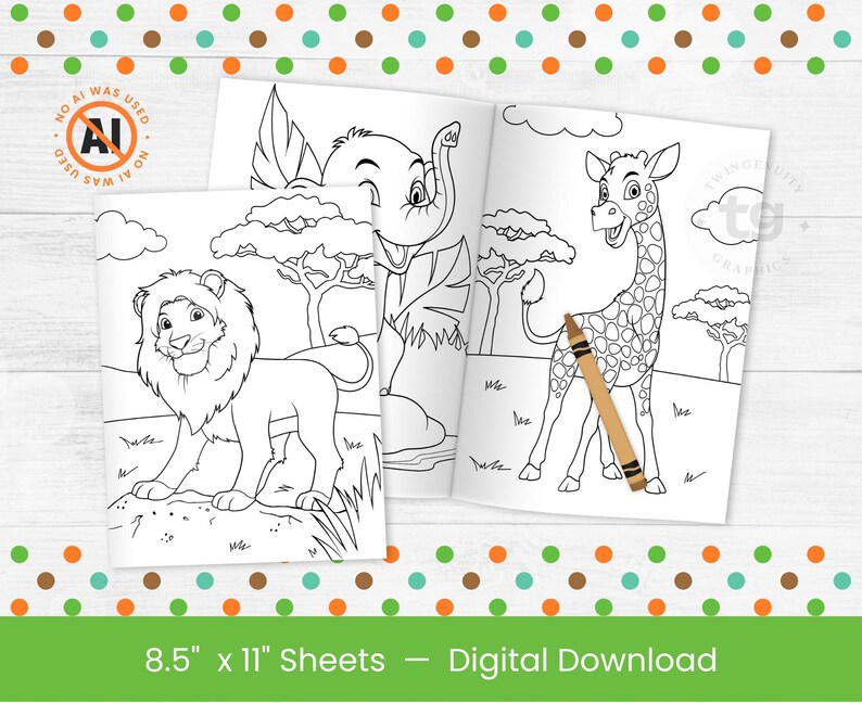 Wild Safari Animals Coloring Pages Printable, Safari Coloring Pages, Safari Game Activity, Safari Party, Jungle, Zoo, Party Game PDF DIGITAL image 4