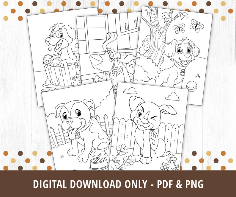 Puppy Dog Coloring Pages for Kids, Puppy Coloring Pages, Dogs Coloring Book, Puppy Birthday Party Activity, Puppies Printable, PDF, DIGITAL image 3
