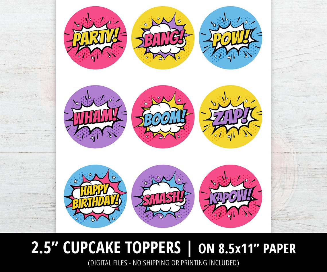 Girl Superhero Cupcake Toppers Girl Superhero Birthday Decor Etsy