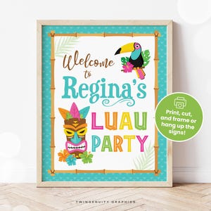 Luau Party Signs, Tropical Luau Birthday Party Signs, Welcome Sign, Snack Shack, Hawaiian Party Decor, Tiki, Printable DIGITAL image 3