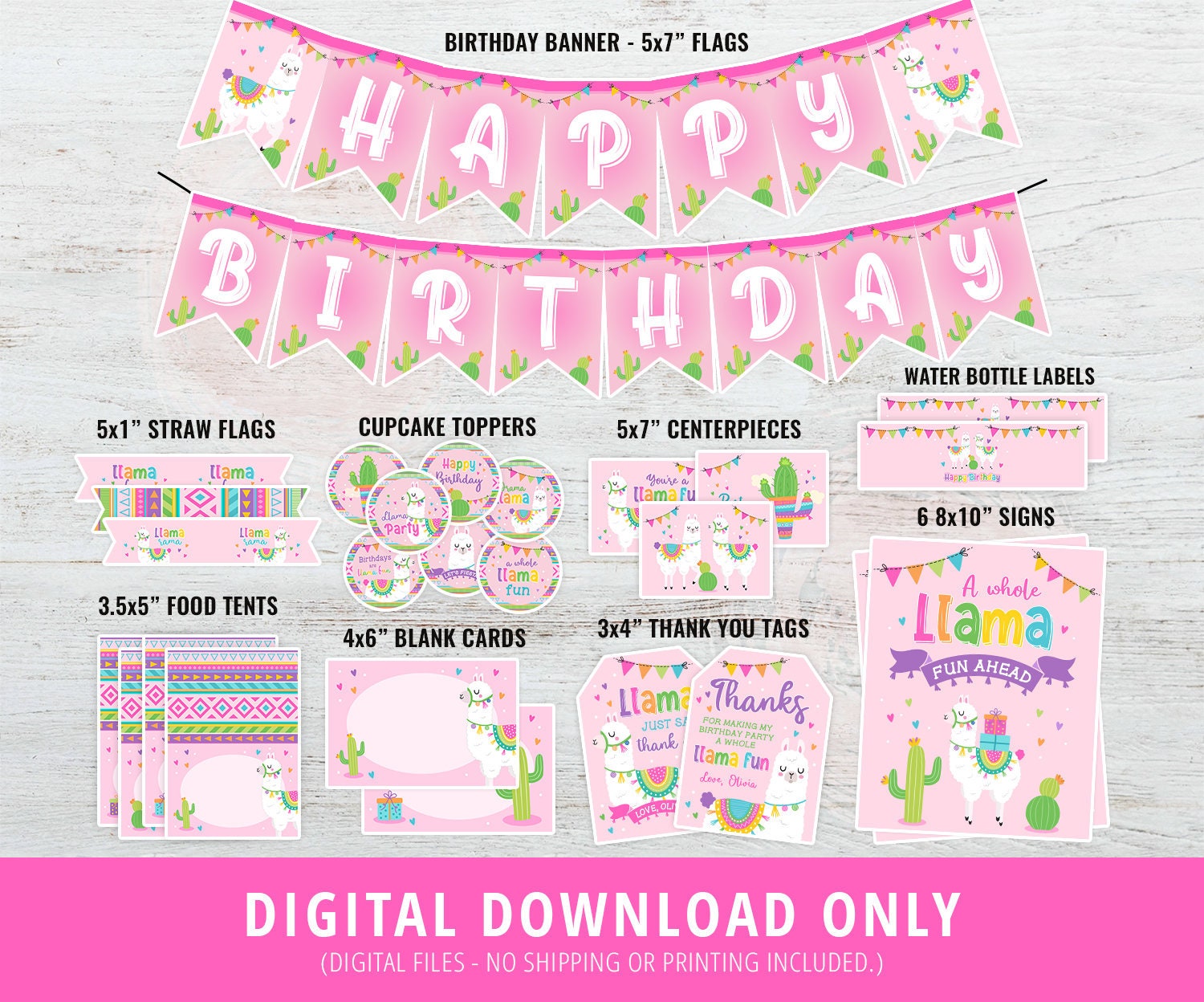 Pink and Purple Llama Birthday Party Personalized 2 Round Stickers Pink and Purple Llama Birthday Party Personalized 2 Round Stickers