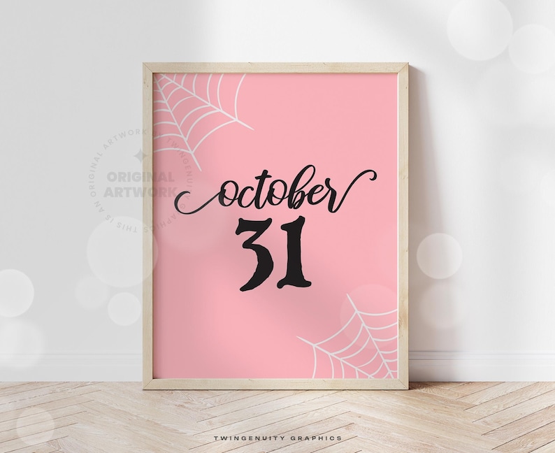 6 oeuvres d'art murales imprimables roses pour Halloween, panneaux d'Halloween, décoration d'Halloween mignonne, Halloween pour enfants, huée, citrouille fantôme mignonne, Bootiful, NUMÉRIQUE image 3