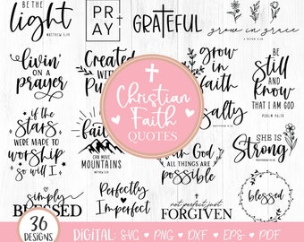 Christian Quotes Bundle SVG, Faith Bundle SVG, Scripture, Bible Verses Bundle, Religious SVG, Cricut Cut Files,  Jesus, God, Faith Clipart