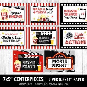 Movie Party Decorations Printable, Movie Night Birthday Party Decor ...
