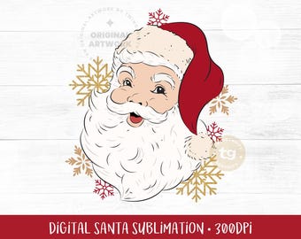 Santa Sublimation PNG, Retro Weihnachtsmann, Weihnachtssublimation, Santa Shirt PNG, Santa Clipart, Weihnachten Vintage, Rot, Instant Download