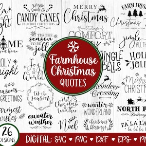 Paquete SVG de 26 citas navideñas de granja, letrero navideño de granja, época maravillosa del año, feliz Navidad, svg de invierno, decoración navideña, cricut
