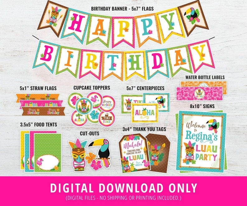 Printable Luau Party Decor Luau Party Birthday Decorations - Etsy