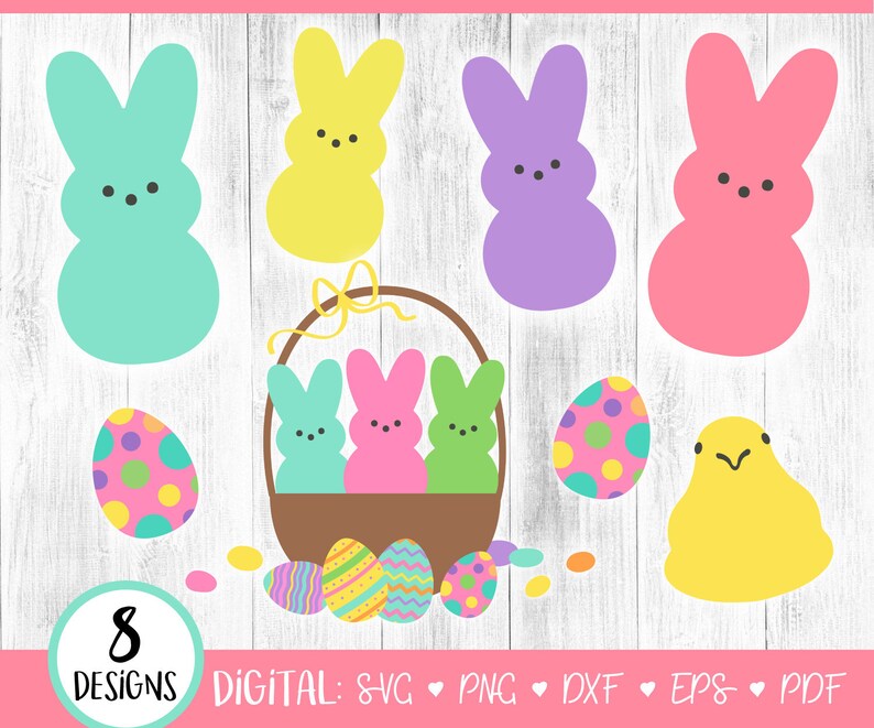 Download Easter Peeps SVG Easter Peeps Clip art Cut File Bundle | Etsy