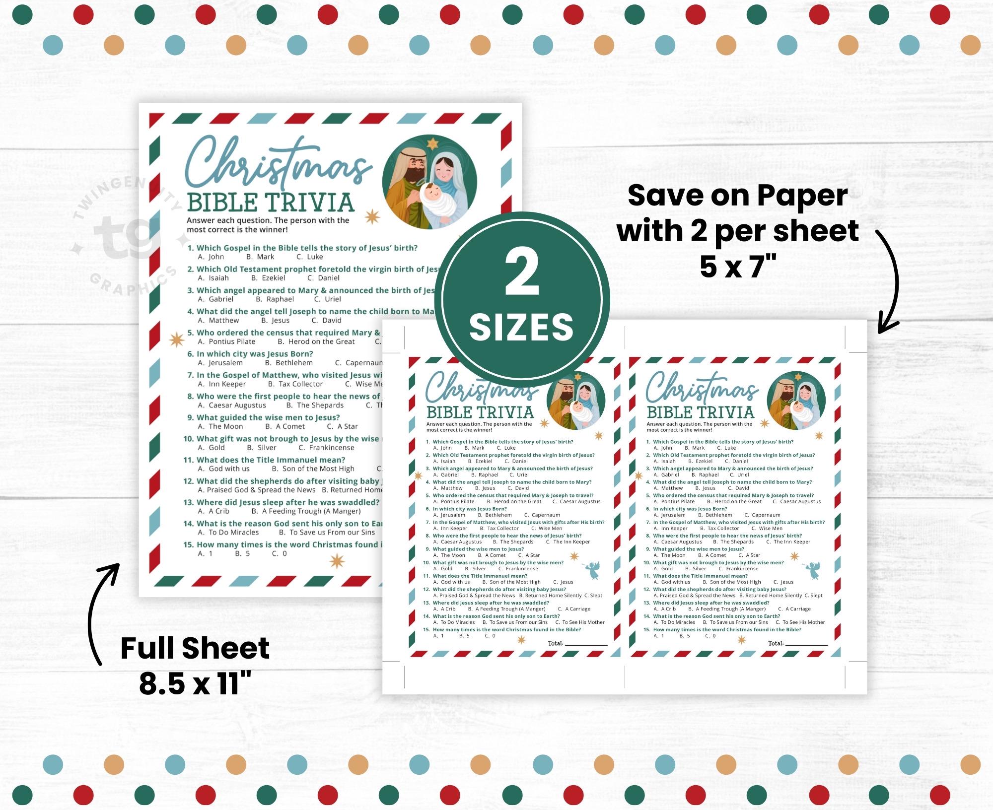 Christmas Bible Trivia Game Printable, Christmas Nativity Game, Church ...