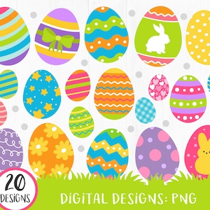 Ovos de Páscoa Clipart, Páscoa PNG, Peeps, Primavera Clipart, Bonitos Gráficos de Páscoa, Fita, Corações, Páscoa Imprimível, Ovos Padrão, DIGITAL