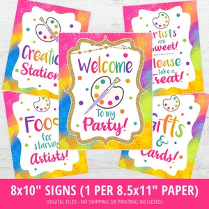 Art Party Decoration Paint Party Signs Art Party Banner Art Paint Package Party Cupcake Toppers Party kit Decor Painting Printable DIGITAL image 3