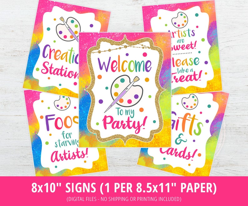 Art Party Decoration Paint Party Signs Art Party Banner Art Paint Package Party Cupcake Toppers Party kit Decor Painting Printable DIGITAL image 3