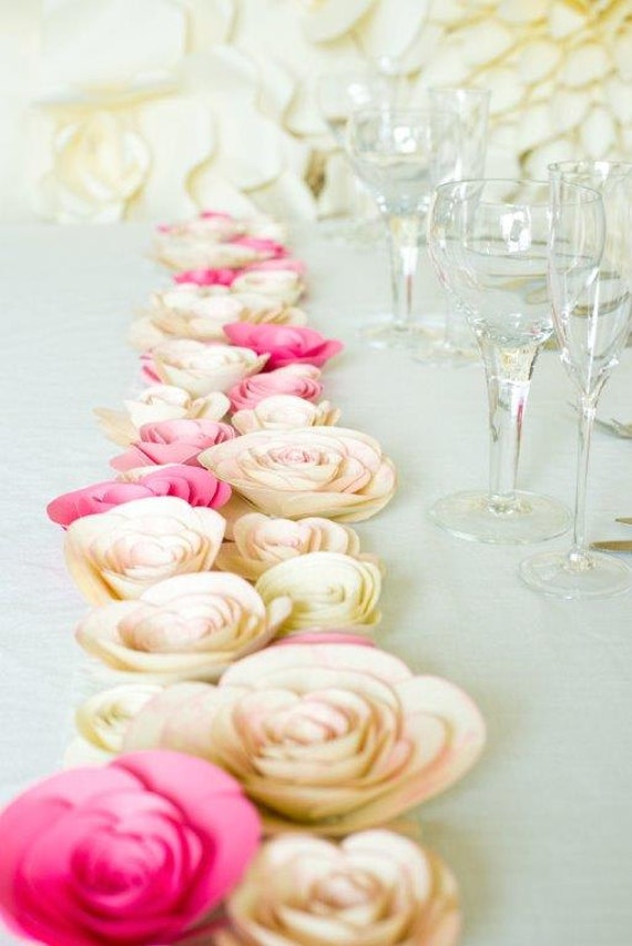 Items similar to Vintage Tea Rose Paper Table Runner & Scatters