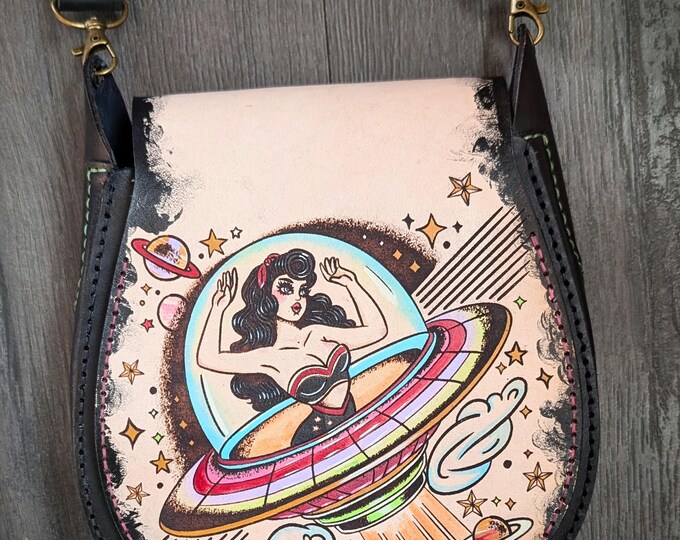 Leather Alien Abduction Desert Circle Purse With Interchangeable Charms ...