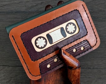 Nostalgic Retro Leather Cassette Tape Wallet in "Breakfast Bear"