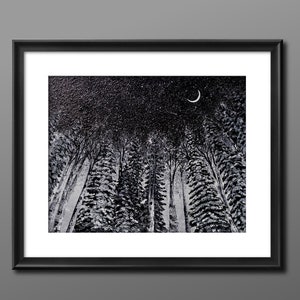 Night Forest, Digital copy of an Original Acrylic Palette Knife Artwork by Janine Liza