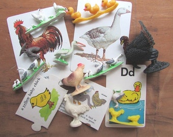Toy Chicks Ducks and Geese Flashcards Vintage Paper Ephemera