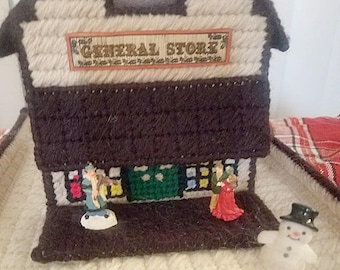 Vintage Hand-Made Needlepoint General Store for Christmas Village
