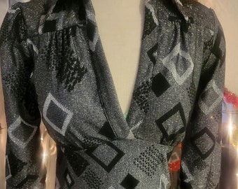 MOD Vintage 80's Metallic Knit Party Dress