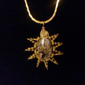 Agate and Brass Pendant with Chain