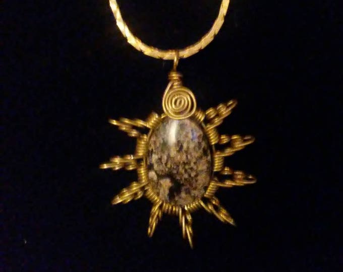 Agate and Brass Pendant with Chain