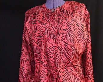 Vintage 80's Tiger Blouse- Halloween Colors