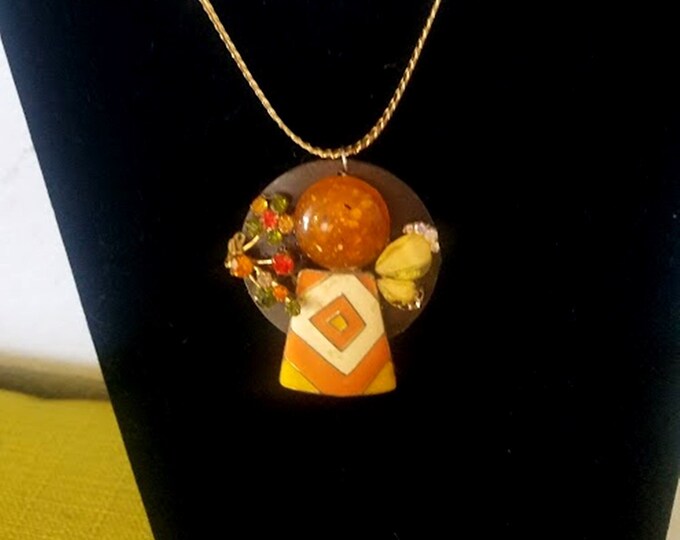 Handmade Mod 70's Pendant & Earrings Set