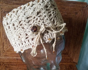 Funky Vintage 70's Macramé Bucket Hat