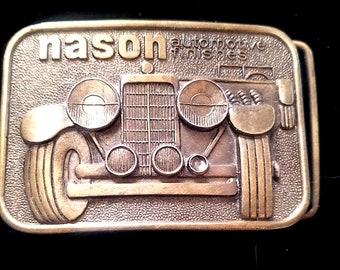 Vintage 70's Automotive Brass Belt Buckle by Mason/Fuller-O'Brien Paints USA