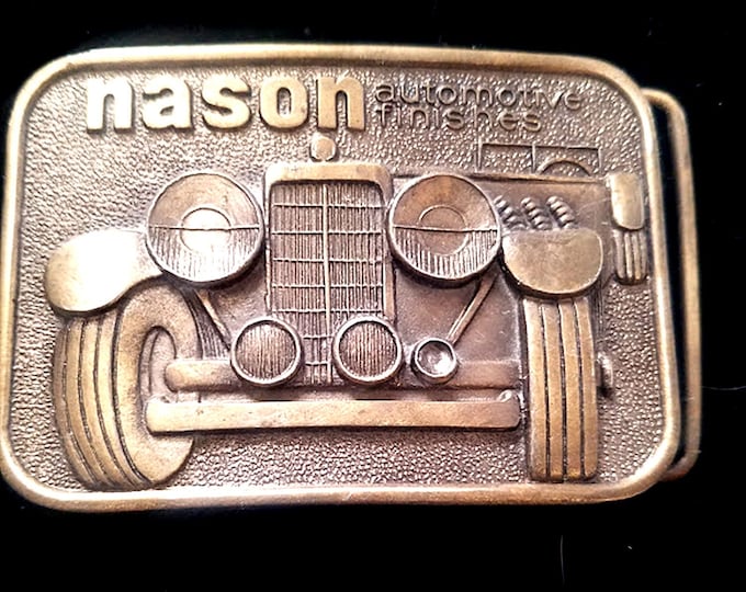 Vintage 70's Automotive Brass Belt Buckle by Mason/Fuller-O'Brien Paints USA
