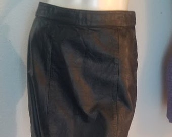 Vintage 80's Designer Nita Henry Black Leather Skirt- New Zealand