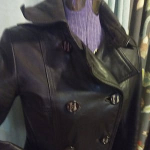 Amazing Vintage 70&#39;s Dark Brown Leather Coat Double-Breasted Maxi