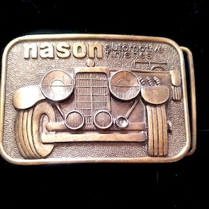 Vintage 70&#39;s Automotive Brass Belt Buckle by Mason/Fuller-O&#39;Brien Paints USA