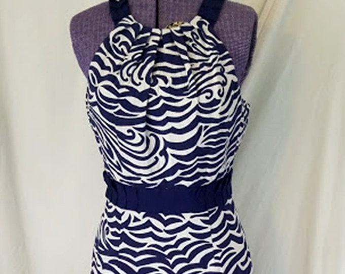 Antonio Melani Navy Swirl Cotton Dress