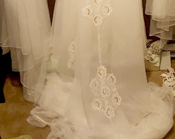 Elegant & Regal Pre-Teen Vintage Lace Gown with Removable 60" Train /Wedding, Baptism, Communion