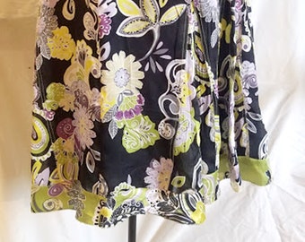 Vintage Silk Floral Panel Skirt