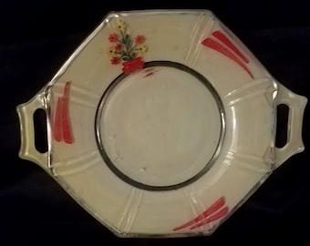 Vintage 1930's-40's Hand-Painted Octagon Plate/Tray