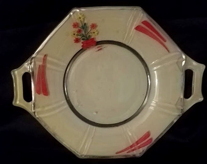 Vintage 1930's-40's Hand-Painted Octagon Plate/Tray