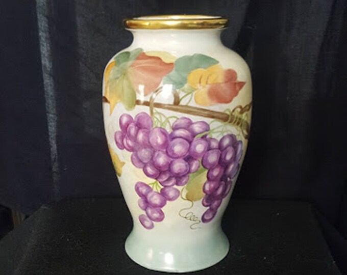 Vintage Hand-Painted Grapevine Vase