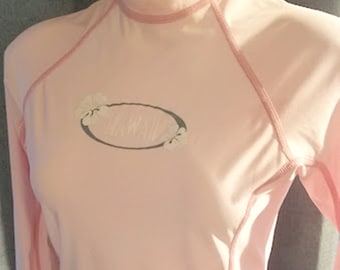 Vintage Pink Hawaii Nylon Long Sleeve Surf / Beach Top