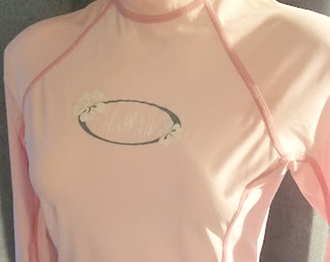 Vintage Pink Hawaii Nylon Long Sleeve Surf / Beach Top